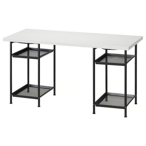 LAGKAPTEN / SPÄND Desk, white/black, 140x60 cm