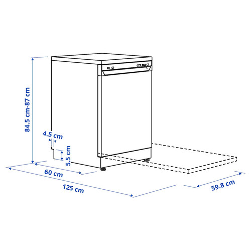 LAGAN Freestanding dishwasher, white