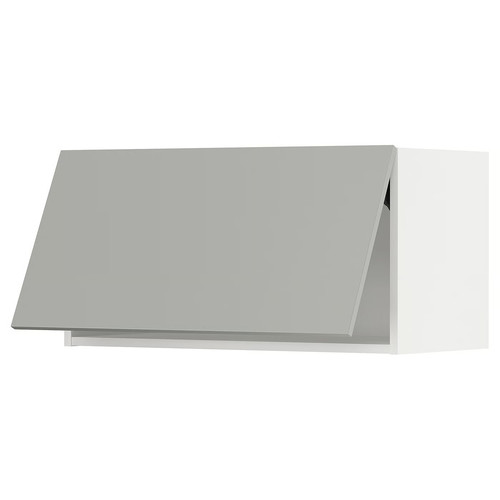METOD Wall cabinet horizontal w push-open, white/Havstorp light grey, 80x40 cm