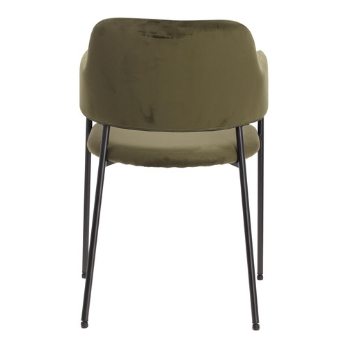 Dining Chair Lima, velvet, armrests, green