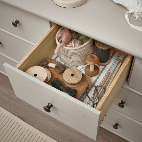 STOREMOLLA Chest of 8 drawers, light grey-beige stained, 171x50x91 cm