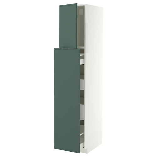 METOD/MAXIMERA Hc w p-o func 1dr/4drw, white/Aspudden dark grey-green, 40x60x200 cm