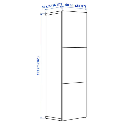 BESTÅ Shelf unit with doors, dark grey/Lappviken dark grey, 60x42x193 cm