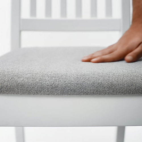 NÄSINGE / NÄSINGE Table and 4 chairs, white/white Tibbleby beige-grey, 130x80 cm