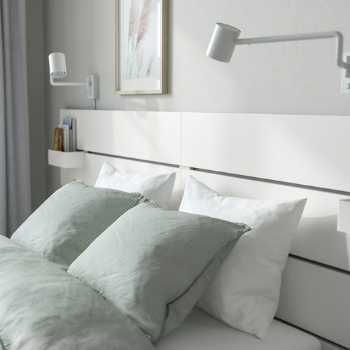 NORDLI Bed frame with storage and mattress, with headboard white/Valevåg extra firm, 140x200 cm