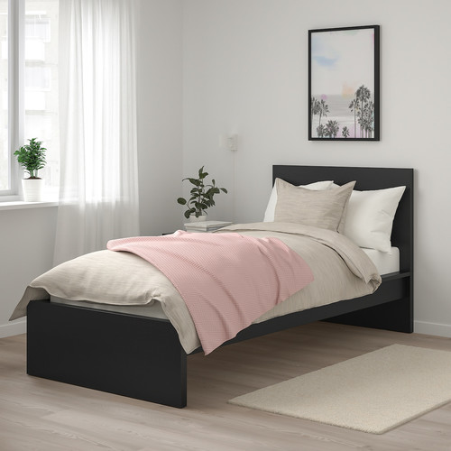 MALM Bed frame, high, black-brown, Lönset, 90x200 cm