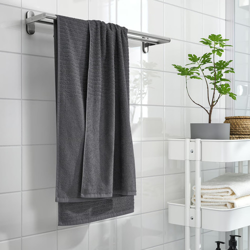 VÅGSJÖN Bath towel, dark grey, 70x140 cm