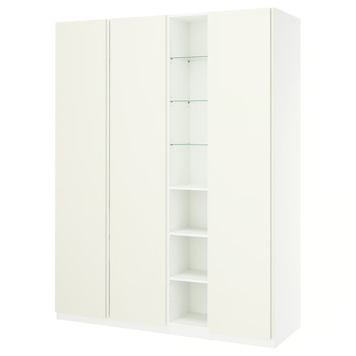 PAX / VIKANES Wardrobe combination, white white/white, 185x60x236 cm