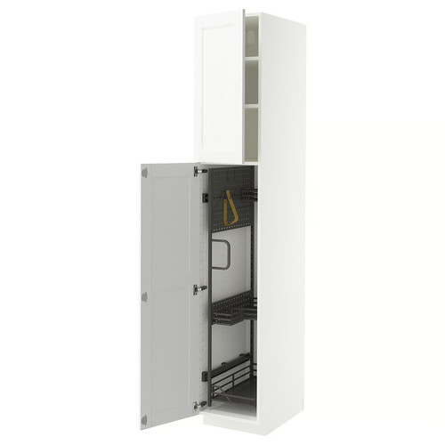 METOD High cabinet with cleaning interior, white Enköping/white wood effect, 40x60x220 cm