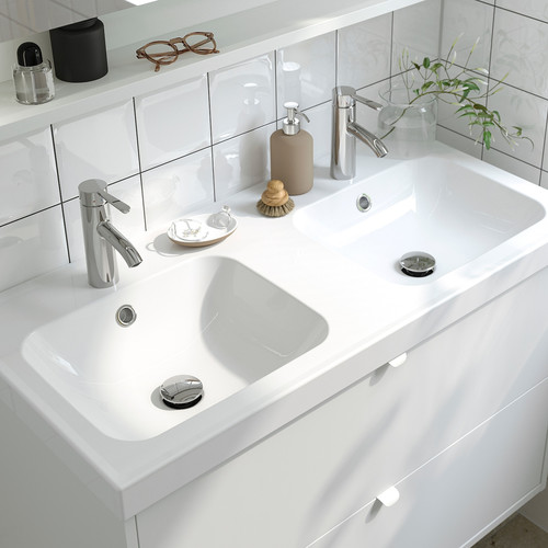 ÄNGSJÖN / ORRSJÖN Wash-stnd w drawers/wash-basin/taps, high-gloss white, 102x49x69 cm