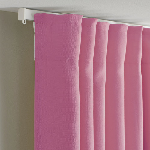 GINSTMOTT Curtains, 1 pair, pink/with heading tape, 145x300 cm