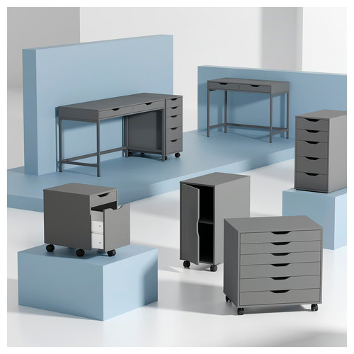 ALEX Storage unit on castors, dark grey/black, 36x76 cm