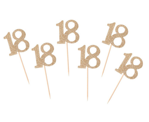 Birthday Picks 18 6pcs, gold