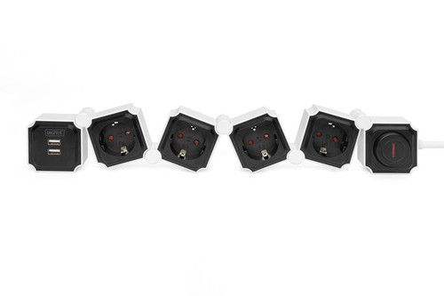 Digitus Flexible Power Strip 4-way with 2 USB Ports and Switch