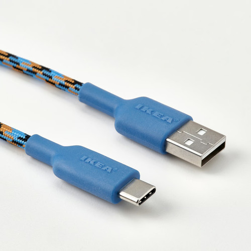 LILLHULT USB-A to USB-C, blue/orange, 1.5 m