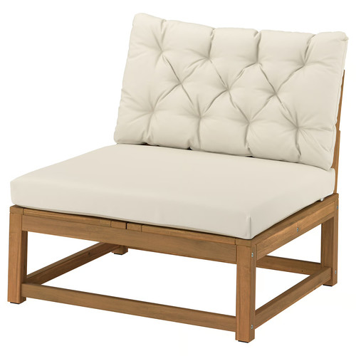 NÄMMARÖ Modular easy chair, outdoor light brown stained/Kuddarna light grey-beige, 81 cm