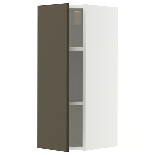 METOD Wall cabinet with shelves, white/Havstorp brown-beige, 30x80 cm