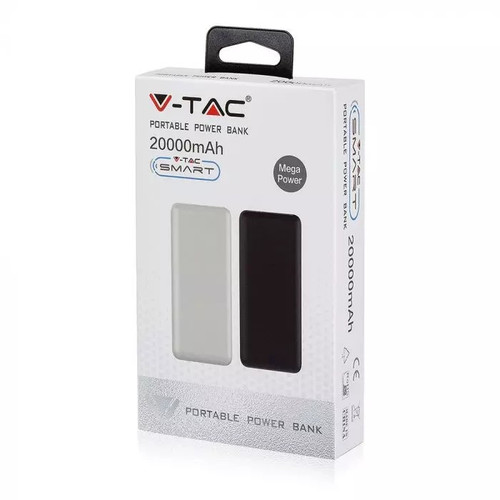 V-TAC Power Bank Powerbank White 20000 mAh 2.0/2.1A