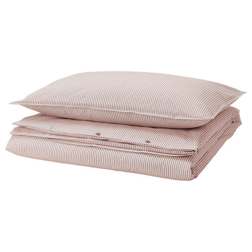 SOLFIBBLA Duvet cover and pillowcase, white red/stripe, 150x200/50x60 cm