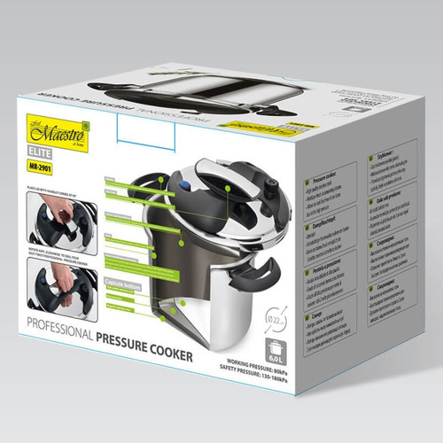 Feel Maestro Stainless Steel Pressure Cooker MR-2901 6L, 22cm, 80kPa