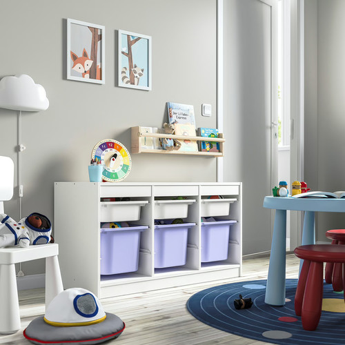 TROFAST Storage combination with boxes, white white/lilac, 99x44x56 cm