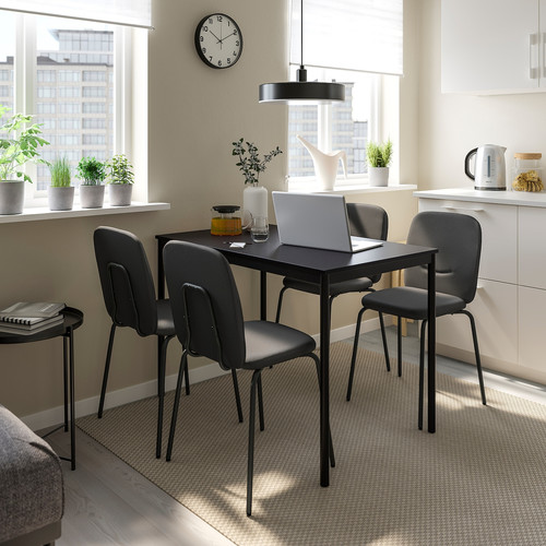 SANDSBERG / PÅBODA Table and 4 chairs, black/black/Remmarn dark grey, 110 cm