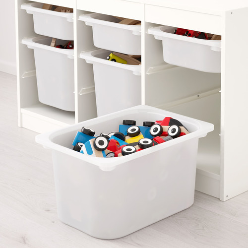 TROFAST Storage combination with boxes, white, gray, 99x44x56 cm