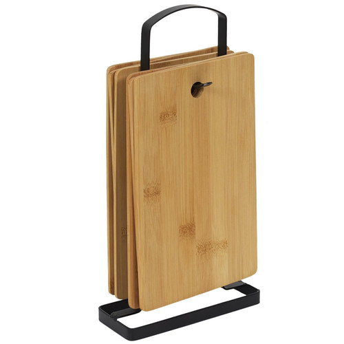 Bamboo Cutting & Serving Boards, Set of 6 with Stand