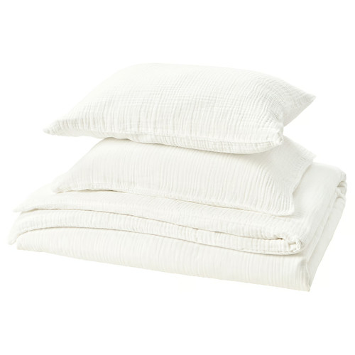 SCHERSMIN Duvet cover and 2 pillowcases, white, 200x200/50x60 cm
