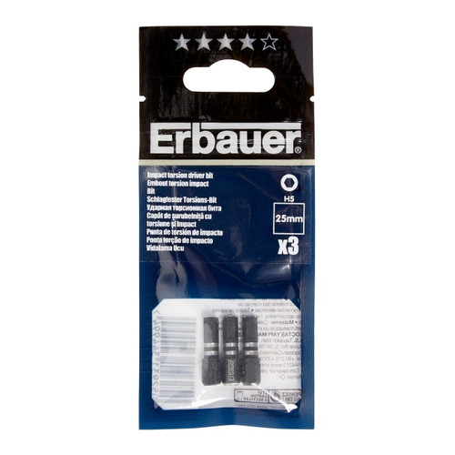 Erbauer Impact Bits 25 mm H5, 3 pack