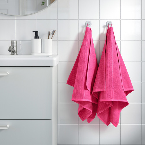 VÅGSJÖN Hand towel, pink, 50x100 cm