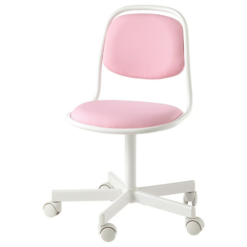 ÖRFJÄLL Children's desk chair, white, Vissle pink