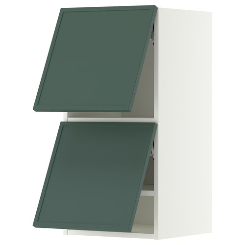 METOD Wall cabinet horizontal w 2 doors, white/Aspudden dark grey-green, 40x80 cm