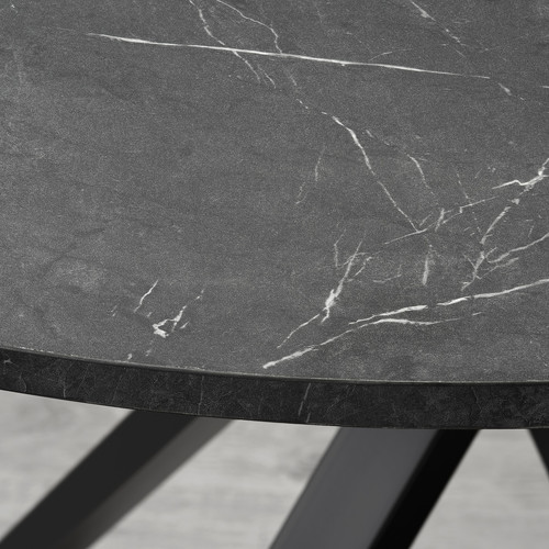 MARIEDAMM / LILLÅNÄS Table and 4 chairs, black marble effect/Gunnared dark grey chrome-plated, 105 cm