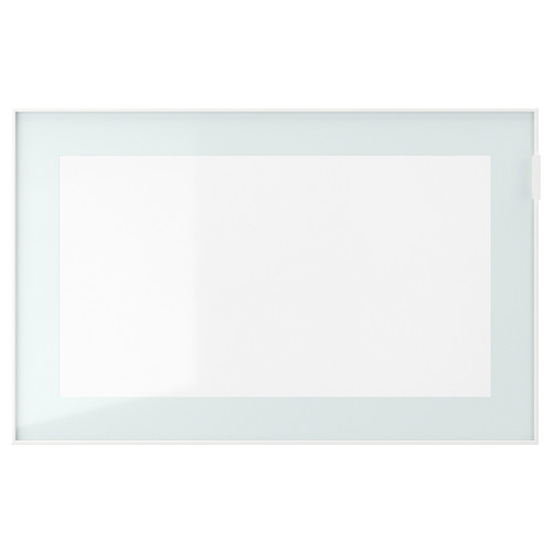 GLASSVIK Glass door, white/light green clear glass, 60x38 cm