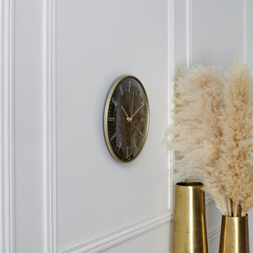 Wall Clock Luce, black/gold