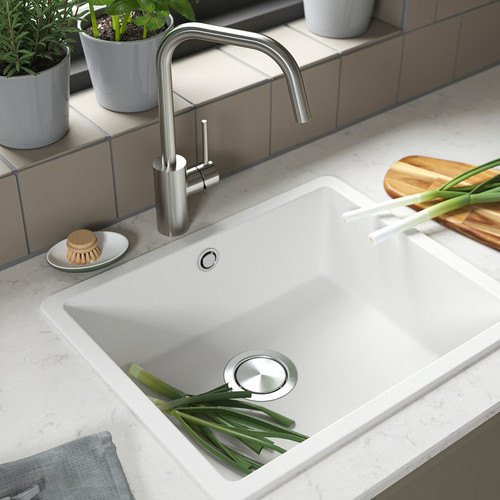 KILSVIKEN Inset sink, 1 bowl, white/quartz composite, 56x46 cm
