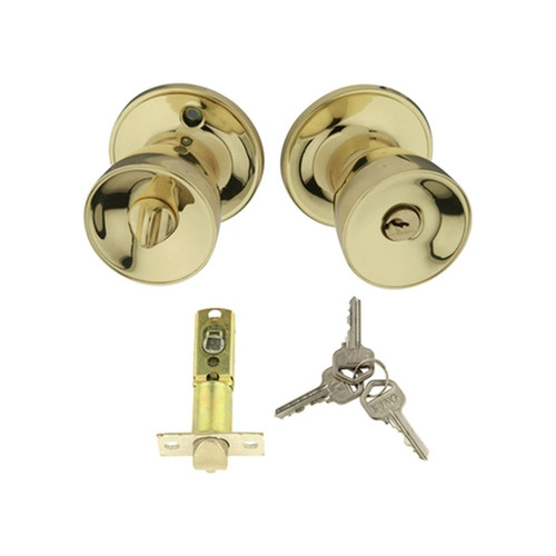 Door Knob with Lock, brass
