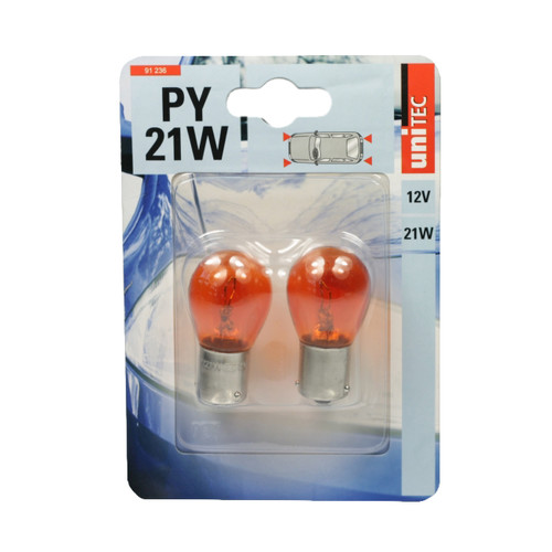 Unitec Car Bulb PY21W orange, 2 pack