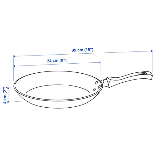 TAGGHAJ Frying pan, non-stick coating black, 24 cm
