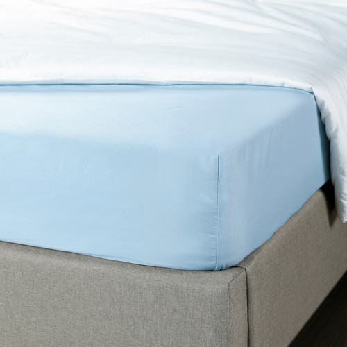 BRUKSVARA Fitted sheet, blue, 90x200 cm
