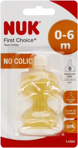 NUK First Choice+ Teat No Colic 2pcs 0-6m Size S