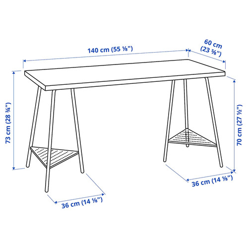 LAGKAPTEN / TILLSLAG Desk, white anthracite/white, 140x60 cm