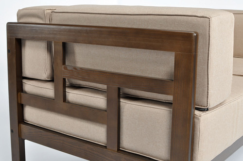Garden Outdoor Corner Sofa, wood, dark brown, beige