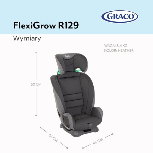 Graco Flexigrow i-Size Car Seat, Quartz, 76−145 cm, 15m-12y