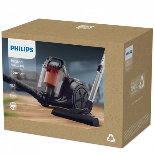 Philips 1000 Series XB1142/10 Bagless Cylinder Vacuum Cleaner, Black