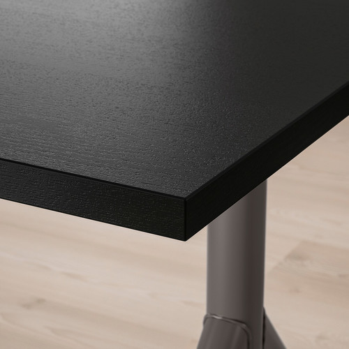 IDÅSEN Desk, black, dark grey, 120x70 cm