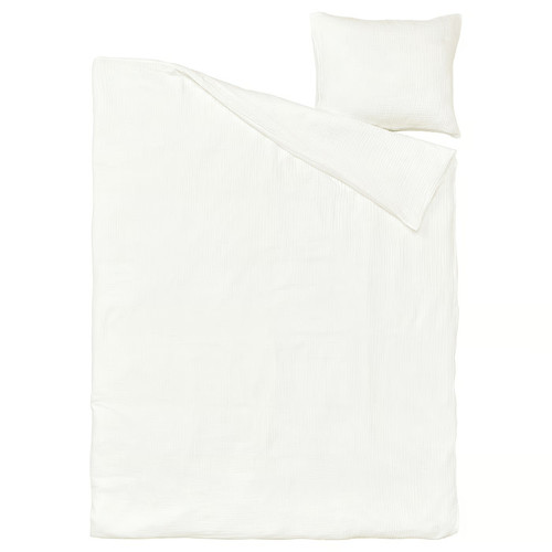 SCHERSMIN Duvet cover and pillowcase, white, 150x200/50x60 cm