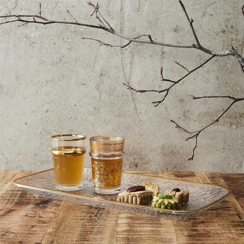 Tray Mirage 34cm, gold rim, plastic