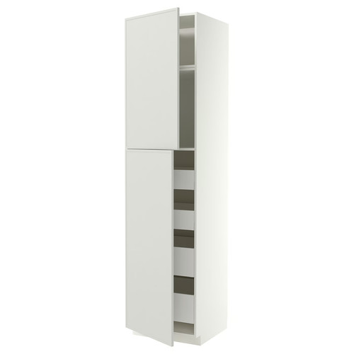 METOD/MAXIMERA Hi cab w 2 doors/4 drawers, white/Aspudden light grey, 60x60x240 cm